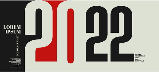 2022 Colorful set of Happy New Year posters. Abstract design with typography style. Vector logo 2022 for celebration and season decoration, backgrounds for branding, banner, cover, card and more.