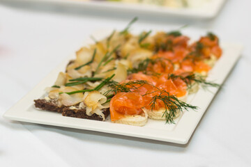 Set of beautiful canapes. Party finger food. Catering
