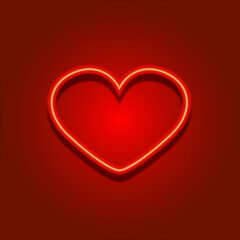 red heart neon background