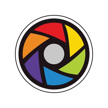 camera lens eye rainbow icon vector design