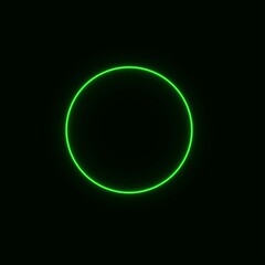 
Neon round sign, green circle vector neon shape. Glow frame border.