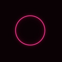 Neon pink glowing circle, abstraction for advertising and banner