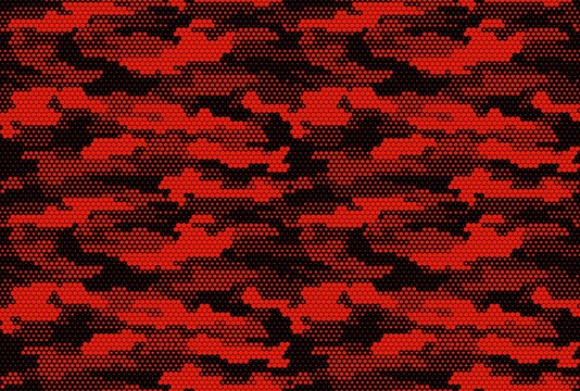 Digital camouflage texture, hexagonal geometric background, vector seamless trendy pattern.