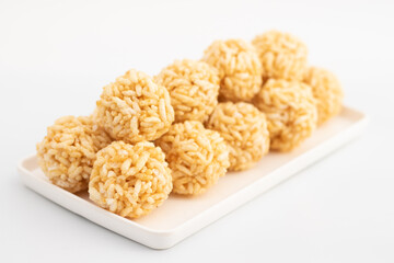 Indian Winter Delicacy Lai Laddu Gajak Or Kurmura Laai Ke Ladoo Made Of Puffed Rice Parmal Murmura Mixed With Jaggery Syrup Gur Chasni Or Gud Ki Chashni Is Mostly Enjoyed On Makar Sankranti And Lohri