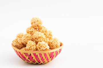 Indian Winter Delicacy Lai Laddu Gajak Or Kurmura Laai Ke Ladoo Made Of Puffed Rice Parmal Murmura Mixed With Jaggery Syrup Gur Chasni Or Gud Ki Chashni Is Mostly Enjoyed On Makar Sankranti And Lohri