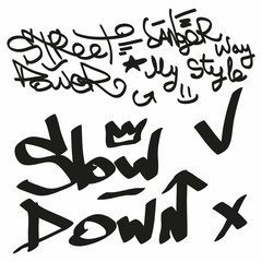 Modern graffiti tags on a white background. Vector art.