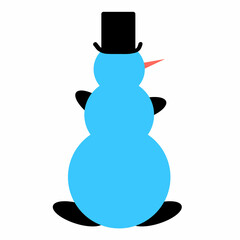 One snowman on a white background. Vector art back view.