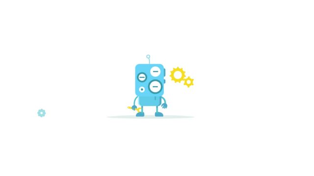 Broken robot animation. Page not found error 404. Support service-center. Motion graphics footage. Video loop.