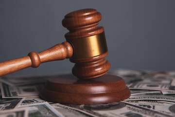 under the hammer of the judge banknotes