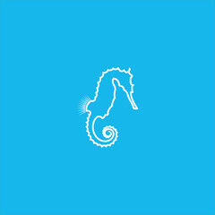 seahorse logo vector template line art