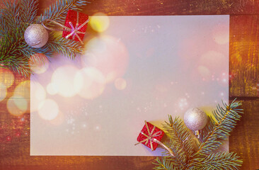 Beautiful festive theme for Christmas in rose gold colors on a bokeh background
