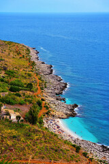 Fototapeta premium cove and beach in the Parco dello Zingaro nature reserve in the province of Trapani San Vito lo Capo Italy