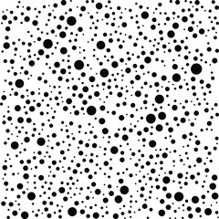 Black polka dots random pattern background. Grunge texture. Vector illustration.