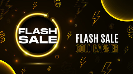 Flash Sale Neon Yellow Banner Neon on Dark Background