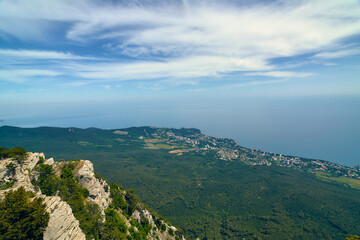 Fototapeta na wymiar View of the Crimean city of Miskhor from Mount Ai-Petri