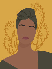 Portrait of the Cuban woman. Latino style. The turban on the head. 