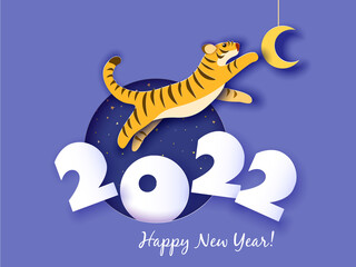 Chinese new year 2022 year of the tiger. Modern background design.