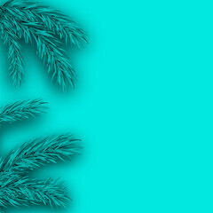 Fototapeta na wymiar Blue background with fir branches border. New year holiday background. Vector illustration EPS 10