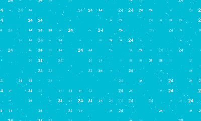 Seamless background pattern of evenly spaced white around the clock symbols of different sizes and opacity. Vector illustration on cyan background with stars