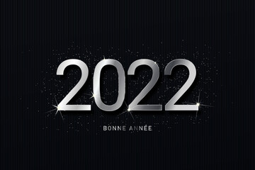 2022 - Bonne année texte or moderne avec paillettes