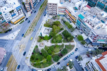 Foto op Canvas Aerial view of Neos Kosmos square (Park Maxis Analatou) at central Athens, Greece. © npp_studio