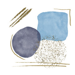 Blue and gold watercolor illustration on white background