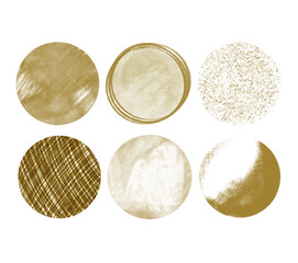 Set of watercolor golden circles