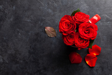Rose flowers and petals
