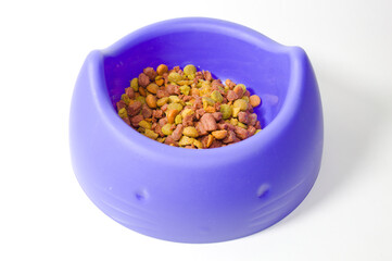 Cat food jar made of plastic and in blue color
