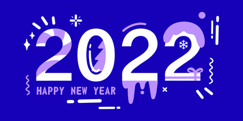 Happy New Year 2022. Vector numbers stylized for Christmas. The background color is the color of 2022.