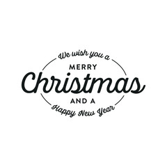 We Wish You A Merry Christmas, Happy New Year, Christmas Card, Greeting Card, Holiday Greeting, Festive Text, Gold Text, Vector Illustration Background