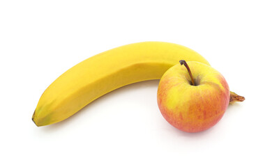 Ripe banana and apple.