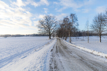 Fototapeta na wymiar Countryside road Ossuden runda in Värnamo, Sweden