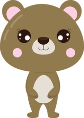 Little cartoon cute teddy bear on a white background Vector illustration