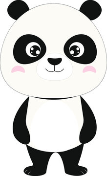 Cute cartoon panda isolated on a white background. Vector illustration