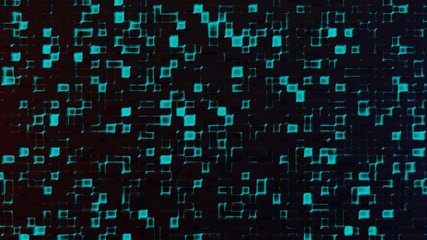 
background from black cubes with cyan lines. 3d render