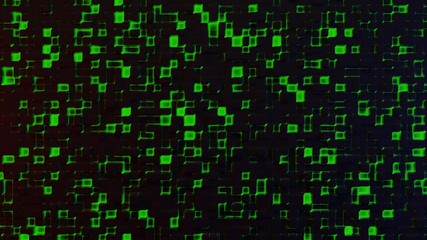 background from black cubes with green lines. 3d render