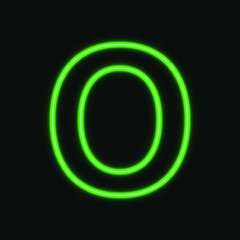 Capital Neon letter O. glowing neon alphabet. Night show alphabet. vector Illustration. eps 10
