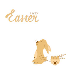 Easter lettering with bunny and easter eggs