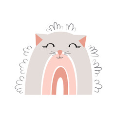 Funny cartoon rainbow kitten.