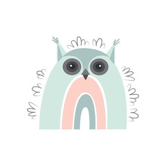 Funny cartoon rainbow owl.