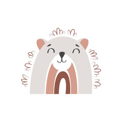 Funny cartoon rainbow teddy bear