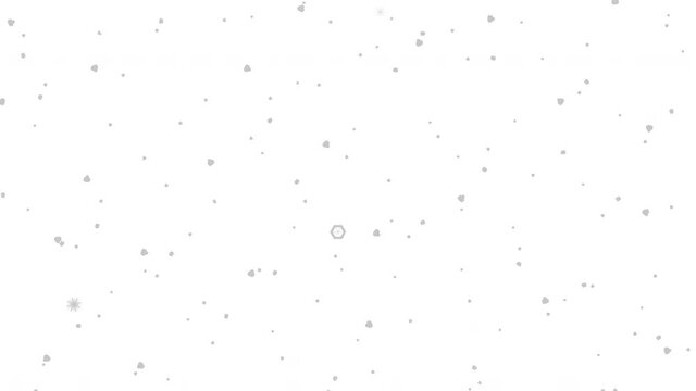 Black and White Falling Snow. Animated Particles of Frozen Water. Festive Blizzard is Day and Night. Snowflakes Isolated on Black Background. Loop Seamless Stock Footage. 3D Graphic