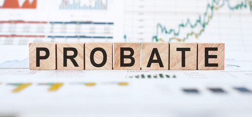 Probate word made of cubes on white background.