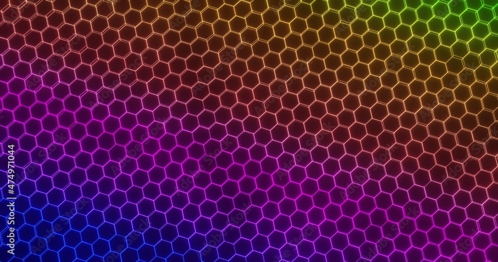 Poster cybernetic mesh hexagonal render blend 3d image. background minimal with copy space to add text or a