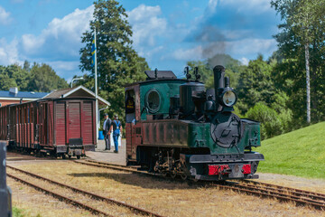 Fototapeta na wymiar An old train from an old railroad and train museum in Ohs, Sweden