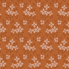 Seamless pattern with flowers. Seamless floral pattern with wildflowers, leaves and plants. Summer illustration in vintage style.