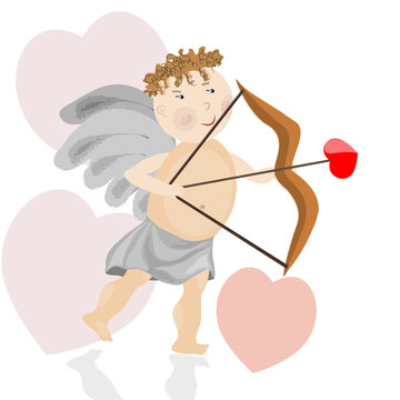 Cupid with arrow and bow. Illustration for t-shirt or card.