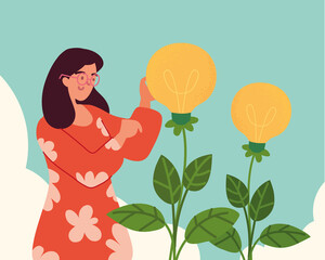 woman and growing idea