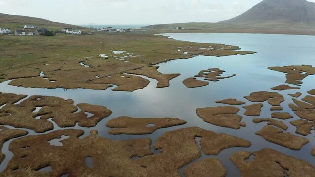 Top view of the salt marshes at Northton on the Isle of Harris, Outer Hebrides, Scotland